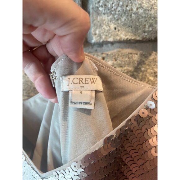 Vintage Bronze Sequin Slip Dress With Spaghetti Straps & Chevron Pattern - Picture 9 of 11